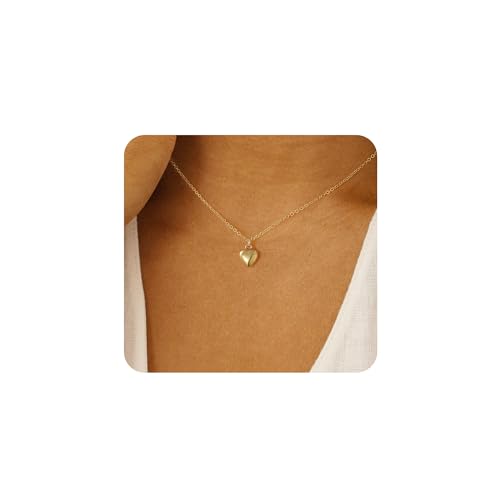 TINGN Herz Kette Damen 14K Gold Vergoldet Layered Herz Anhänger Kette Elegante Choker Halskette Mode Herz Halskette für Frauen Mädchen von TINGN