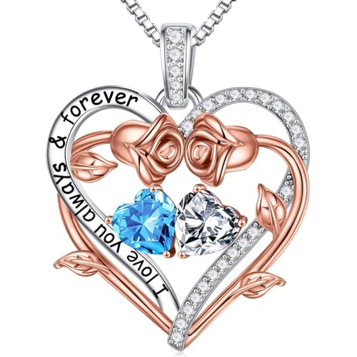 TINGN Kette Damen - März Aquamarin Halskette Damen Silber 925, Schmuck Damen, Silberkette Damen 925 mit Anhänger, Jahrestag Geburtstag Geschenke für Frauen Freundin Sie TINGN Kette Damen - März Aquamarin Halskette Damen Silber 925, Schmuck Damen, Silberkette Damen 925 mit Anhänger, Jahrestag Geburtstag Geschenke für Frauen Freundin Sie von TINGN