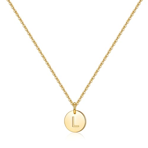 TINGN Kette Gold Damen Buchstaben Kette, 14K Vergoldete Intiale Kette Gold mit Buchstaben Anhänger Halskette für Frauen Buchstaben L Kette Halskette Damen Mutter Geschenke Teenager Mädchen Geschenke von TINGN