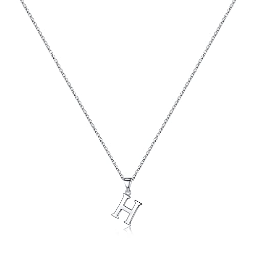 TINGN Kette mit Buchstaben Silber Kette Damen, Hypoallergene Initialen Halskette Buchstabe Ketten Initialen Anhänger S925 Sterling Silber Kette Damen Initialen Halskette Schmuck Geschenke (H) von TINGN