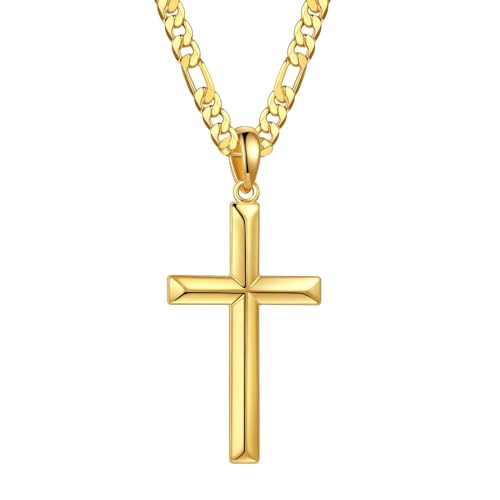 TINGN Kreuz Kette Herren, Silber 925 Kette mit Kreuz Anhänger Kreuz Halskette Herren Frauen Mädchen Geschenk Figarokette Kreuz Kette Modeschmuck Geschenk für Männer Mädchen Frauen Tochter Sohn von TINGN