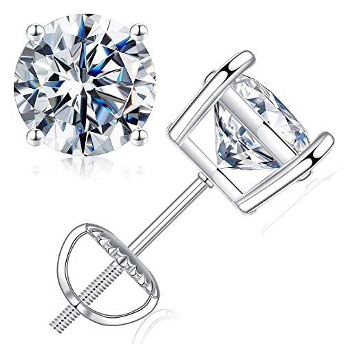 TINGN Moissanite Ohrringe Silber 925-7MM Silber Ohrringe Damen 925 Medizinische Ohrstecker Silber VVS1 Reinheit D Farbe Moissanite Diamant Ohrringe Mädchen Muttertag Geburtstag Geschenke für Frauen von TINGN