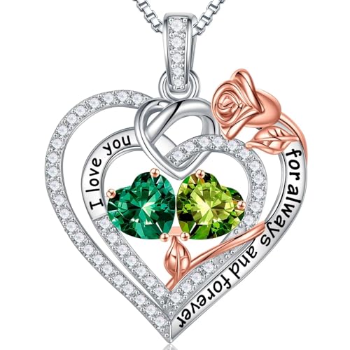 TINGN Muttertag Geschenk - Muttertag Geschenk für Mama, Muttertagsgeschenk Kette, Muttertagsgeschenk Schmuck, Mutter Geschenke, Mai Smaragd August Peridot Geburtsstein Halskette Kette Damen Silber 925 TINGN Muttertag Geschenk - Muttertag Geschenk für Mama, Muttertagsgeschenk Kette, Muttertagsgeschenk Schmuck, Mutter Geschenke, Mai Smaragd August Peridot Geburtsstein Halskette Kette Damen Silber 925 von TINGN