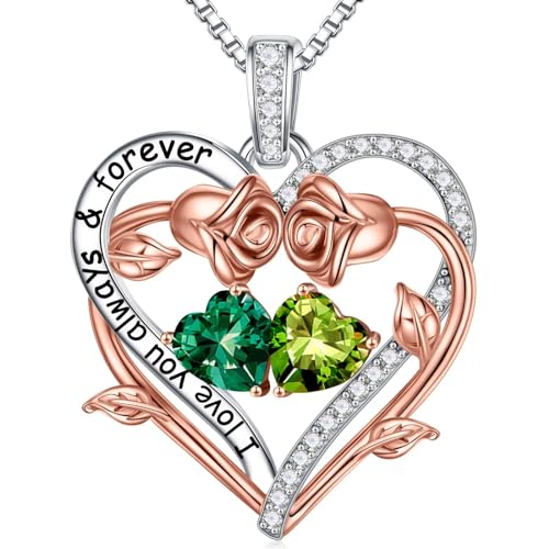 TINGN Muttertag Geschenk - Muttertag Geschenk für Mama, Muttertagsgeschenk Kette, Muttertagsgeschenk Schmuck, Mutter Geschenke, Mai Smaragd August Peridot Geburtsstein Halskette Kette Damen Silber 925 TINGN Muttertag Geschenk - Muttertag Geschenk für Mama, Muttertagsgeschenk Kette, Muttertagsgeschenk Schmuck, Mutter Geschenke, Mai Smaragd August Peridot Geburtsstein Halskette Kette Damen Silber 925 von TINGN