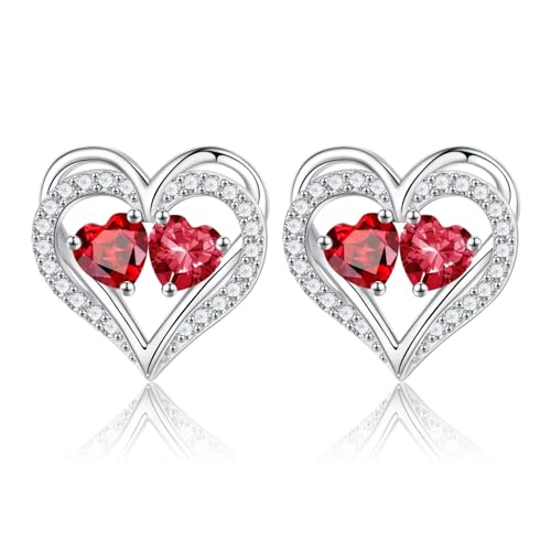 TINGN Muttertag Geschenk - Ohrringe für Damen Silber 925 Stecker Geburtsstein Ohrstecker Schmuck Valentinstag Muttertag Weihnachten Jahrestag Geburtstags Geschenk für Frauen Sie Freundin Ehefrau von TINGN