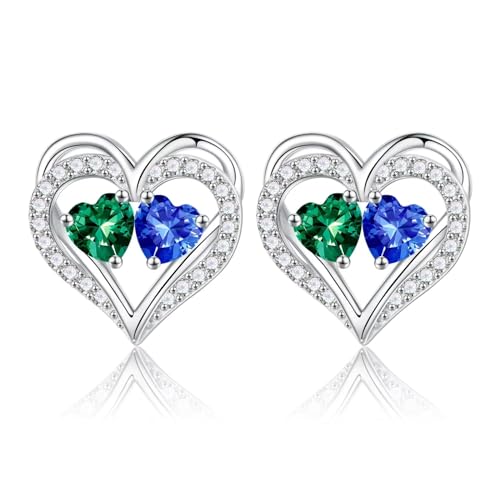 TINGN Muttertag Geschenk - Ohrringe für Damen Silber 925 Stecker Geburtsstein Ohrstecker Schmuck Valentinstag Muttertag Weihnachten Jahrestag Geburtstags Geschenk für Frauen Sie Freundin Ehefrau von TINGN