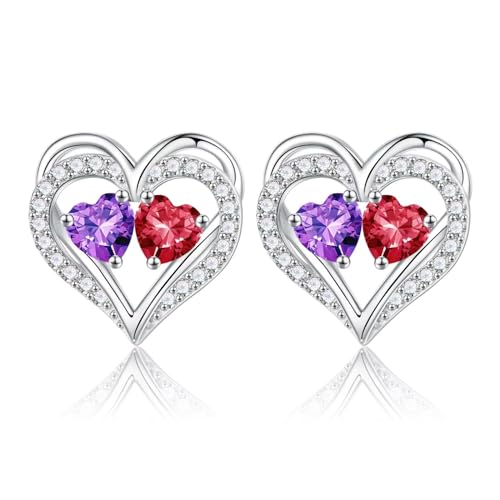 TINGN Muttertag Geschenk - Ohrringe für Damen Silber 925 Stecker Geburtsstein Ohrstecker Schmuck Valentinstag Muttertag Weihnachten Jahrestag Geburtstags Geschenk für Frauen Sie Freundin Ehefrau von TINGN