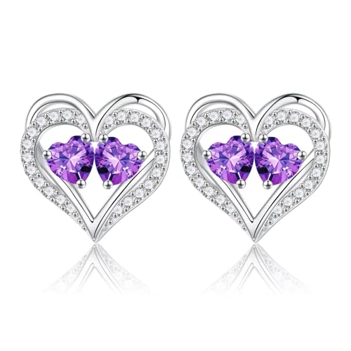 TINGN Muttertag Geschenk - Ohrringe für Damen Silber 925 Stecker Geburtsstein Ohrstecker Schmuck Valentinstag Muttertag Weihnachten Jahrestag Geburtstags Geschenk für Frauen Sie Freundin Ehefrau von TINGN