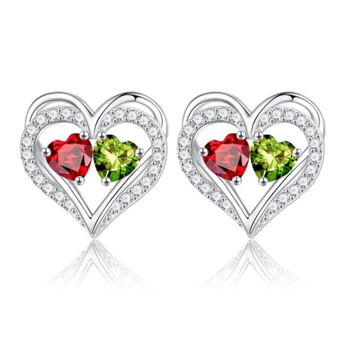 TINGN Muttertag Geschenk - Ohrringe für Damen Silber 925 Stecker Geburtsstein Ohrstecker Schmuck Valentinstag Muttertag Weihnachten Jahrestag Geburtstags Geschenk für Frauen Sie Freundin Ehefrau von TINGN