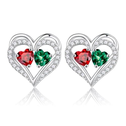 TINGN Muttertag Geschenk - Ohrringe für Damen Silber 925 Stecker Geburtsstein Ohrstecker Schmuck Valentinstag Muttertag Weihnachten Jahrestag Geburtstags Geschenk für Frauen Sie Freundin Ehefrau von TINGN