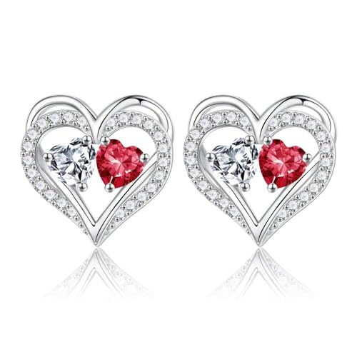 TINGN Muttertag Geschenk - Ohrringe für Damen Silber 925 Stecker Geburtsstein Ohrstecker Schmuck Valentinstag Muttertag Weihnachten Jahrestag Geburtstags Geschenk für Frauen Sie Freundin Ehefrau von TINGN