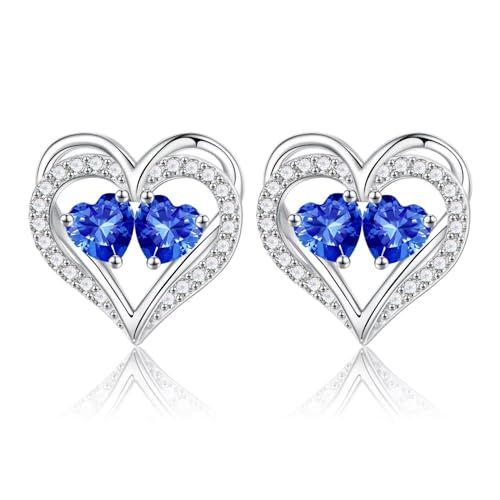 TINGN Muttertag Geschenk - Ohrringe für Damen Silber 925 Stecker Geburtsstein Ohrstecker Schmuck Valentinstag Muttertag Weihnachten Jahrestag Geburtstags Geschenk für Frauen Sie Freundin Ehefrau von TINGN