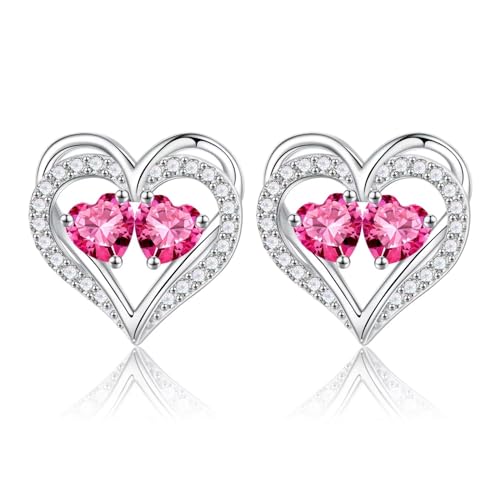 TINGN Muttertag Geschenk - Ohrringe für Damen Silber 925 Stecker Geburtsstein Ohrstecker Schmuck Valentinstag Muttertag Weihnachten Jahrestag Geburtstags Geschenk für Frauen Sie Freundin Ehefrau von TINGN