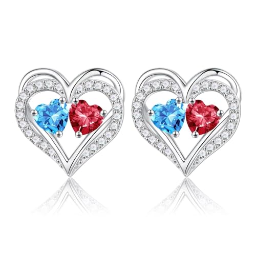 TINGN Muttertag Geschenk - Ohrringe für Damen Silber 925 Stecker Geburtsstein Ohrstecker Schmuck Valentinstag Muttertag Weihnachten Jahrestag Geburtstags Geschenk für Frauen Sie Freundin Ehefrau von TINGN