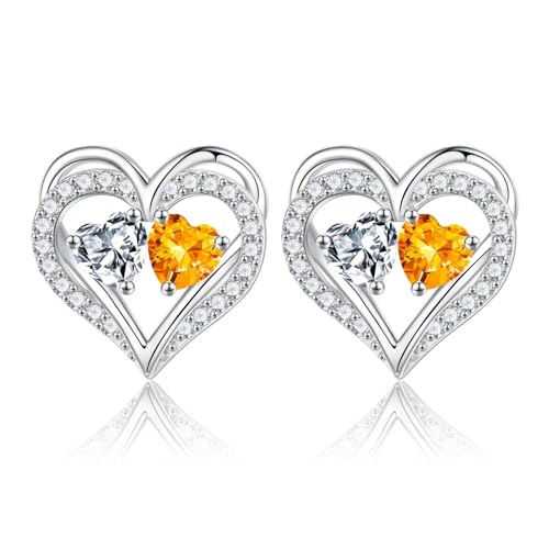 TINGN Muttertag Geschenk - Ohrringe für Damen Silber 925 Stecker Geburtsstein Ohrstecker Schmuck Valentinstag Muttertag Weihnachten Jahrestag Geburtstags Geschenk für Frauen Sie Freundin Ehefrau von TINGN