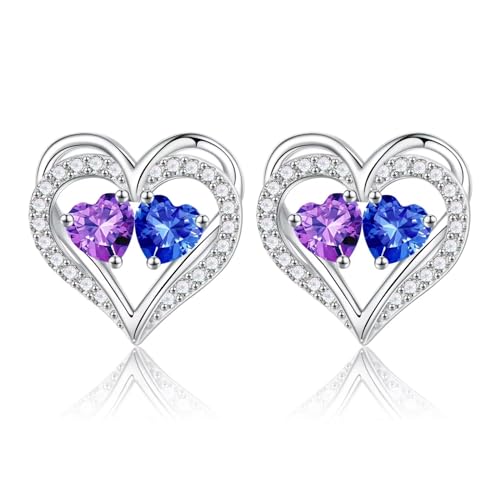 TINGN Muttertag Geschenk - Ohrringe für Damen Silber 925 Stecker Geburtsstein Ohrstecker Schmuck Valentinstag Muttertag Weihnachten Jahrestag Geburtstags Geschenk für Frauen Sie Freundin Ehefrau von TINGN