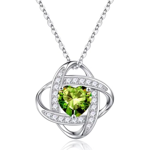 TINGN Muttertags Geschenke für Frauen Sie - Geburtsstein Halskette Damen Silber 925 Kette Schmuck August Peridot Valentinstag Weihnachten Jahrestag Geburtstag Geschenke für Sie Mutter Ehefrau von TINGN