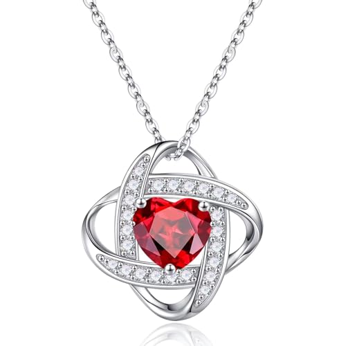 TINGN Muttertags Geschenke für Frauen Sie - Geburtsstein Halskette Damen Silber 925 Kette Schmuck Januar Granat Valentinstag Weihnachten Jahrestag Geburtstag Geschenke für Sie Mutter Oma Ehefrau von TINGN