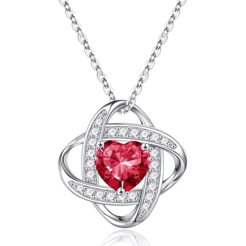 TINGN Muttertags Geschenke für Frauen Sie - Geburtsstein Halskette Damen Silber 925 Kette Schmuck Juli Rubin Valentinstag Weihnachten Jahrestag Geburtstag Geschenke für Sie Mutter Ehefrau von TINGN