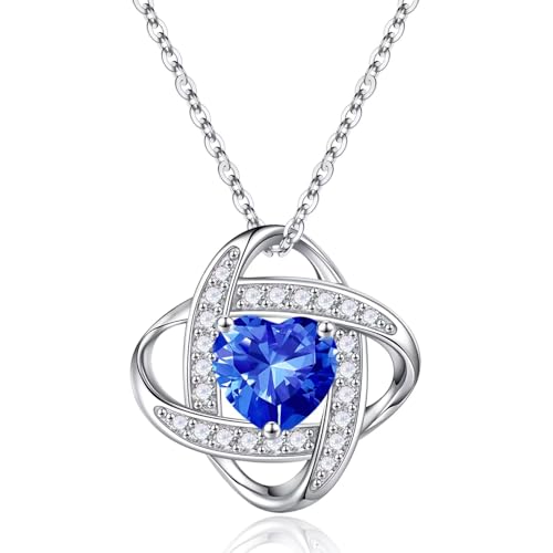 TINGN Geschenke für Frauen Sie - Geburtsstein Halskette Damen Silber 925 Kette Schmuck September Saphir Valentinstag Weihnachten Jahrestag Geburtstag Geschenke für Sie Mutter Ehefrau von TINGN
