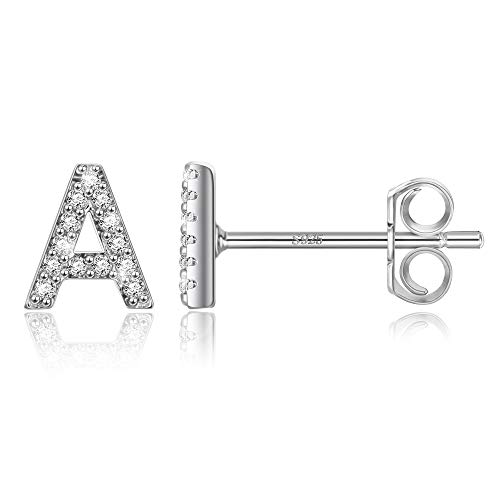 TINGN O Initial Ohrringe für Frauen, kleine Buchstaben Ohrstecker für Frauen, Weißgold vergoldet Alphabet Ohrringe Cubic Zirkonia Initial Ohrstecker für Frauen Mädchen von TINGN