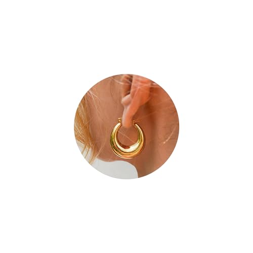 TINGN Ohrringe Gold Damen - Chunky Gold Earrings für Damen Hypoallergenic Ovale Creolen Hoop Earrings Chunky Goldene Ohrringe Damen Ohrringe Gold Creolen Modeschmuck Geschenke für Frauen Damen Mädchen von TINGN