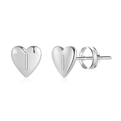 TINGN Ohrringe Silber 925, Medizinische Ohrstecker Herz Ohrringe mit Buchstaben I Damen Silber Ohrschmuck Mädchen Kinder Buchstaben Ohrstecker Silver Earrings Geschenke für Mädchen 5 6 7 8 9 10 Jahre von TINGN