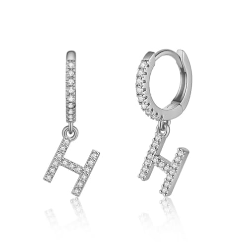 TINGN Ohrringe für Mädchen, 925 Sterling Silber Post Kleine Silber Huggie Hoop Ohrringe H Initial Dangle Hypoallergene Ohrringe für Mädchen Frauen Kleinkind Kinder Schmuck Teenager Mädchen Geschenke von TINGN