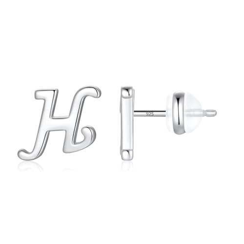 TINGN Ohrstecker Ohrringe Silber 925 Mädchen Damen, Anfangsbuchstaben H Medizinische Ohrstecker Silber Schmuck Frauen Mädchen Geburtstag Muttertag Weihnachten Personalisierte Jugendweihe Geschenke von TINGN