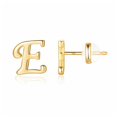 TINGN Ohrstecker Ohrringe Silber 925 Mädchen Damen, Initial E Kleine Ohrstecker Gold Ohrschmuck für Tochter Kind Geburtstagsgeschenk für Enkelin Nichte Kinder von TINGN