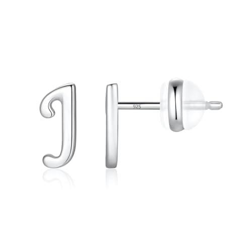 TINGN Ohrstecker Ohrringe Silber 925 Mädchen Damen, Initial J Kleine Ohrstecker Silber Ohrschmuck für Tochter Kind Geburtstagsgeschenk für Enkelin Nichte Kinder von TINGN