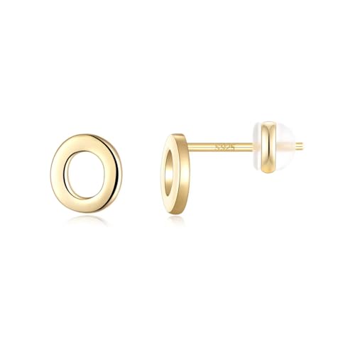 TINGN Ohrstecker Ohrringe Silber 925 Mädchen Damen, Initial O Kleine Ohrstecker Gold Ohrschmuck für Tochter Kind Geburtstagsgeschenk für Enkelin Nichte Kinder von TINGN