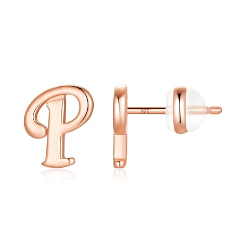 TINGN Ohrstecker Silber 925 Rosegold Mädchen Damen, P Buchstaben Ohrringe Medizinische Ohrstecker Schmuck Geburtstagsgeschenke Muttertagsgeschenk für Frauen Mädchen Tochter von TINGN