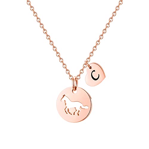 TINGN Pferde Mädchen Geschenk, Pferde Kette Mädchen Pferde Geschenke für Mädchen Pferde Kette mit Buchstaben C Kette Pferde Mädchen Geschenk Pferde Kette Mädchen Geschenke Pferde Geschenke für Frauen von TINGN