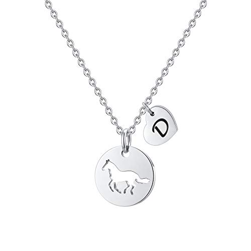 TINGN Pferde Geschenke für Mädchen, Pferde Kette mit Buchstaben D Kette Pferde Mädchen Geschenk Pferde Geschenke für Teenager Mädchen Geschenke für Pferdeliebhaber Pferde Schmuck Mädchen von TINGN