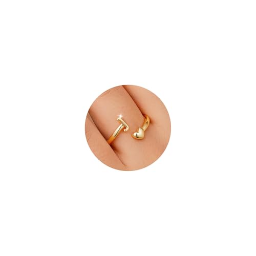 TINGN Ringe Gold Damen Mädchen 14K Vergoldete Wasserfest Verlobungsring Goldene Ringe mit Buchstaben J Stapelbar Promise Daumenring Statement Goldring mit Herz Damen Mädchen Schmuck Geschenk TINGN Ringe Gold Damen Mädchen 14K Vergoldete Wasserfest Verlobungsring Goldene Ringe mit Buchstaben J Stapelbar Promise Daumenring Statement Goldring mit Herz Damen Mädchen Schmuck Geschenk von TINGN