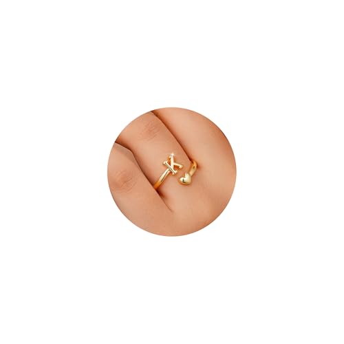 TINGN Ringe Gold Damen Mädchen 14K Vergoldete Wasserfest Verlobungsring Goldene Ringe mit Buchstaben K Stapelbar Promise Daumenring Statement Goldring mit Herz Damen Mädchen Schmuck Geschenk TINGN Ringe Gold Damen Mädchen 14K Vergoldete Wasserfest Verlobungsring Goldene Ringe mit Buchstaben K Stapelbar Promise Daumenring Statement Goldring mit Herz Damen Mädchen Schmuck Geschenk von TINGN