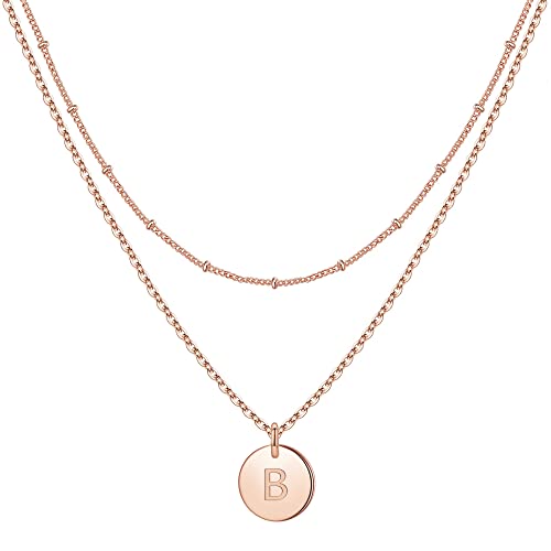 TINGN Rosegold Buchstaben Kette Damen, Rosegold Gefüllt Buchstaben Kette Mädchen Rosegold Buchstaben halsKette Mädchen Schichtung Halskette Damen Rosegold Schmuck（B） von TINGN