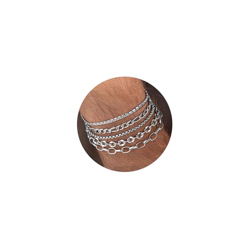 TINGN Silber Armband für Herren 316L Edelstahl Armbänder Kubanisches Gliederseil Figaro Kette Armband Set Schmuck Geschenk für Männer ihn Vater Freund Ehemann TINGN Silber Armband für Herren 316L Edelstahl Armbänder Kubanisches Gliederseil Figaro Kette Armband Set Schmuck Geschenk für Männer ihn Vater Freund Ehemann von TINGN