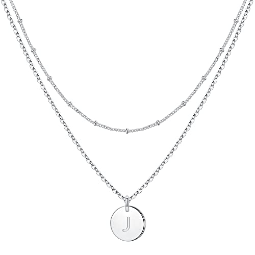 TINGN Kette Silber Geschenke für Mädchen - Geburtstagsgeschenk für Mädchen Kette Silber Damen Mädchen Geschenke für Mädchen 9 10 11 12 Jahre Kette mit Buchstaben J Halskette Silber Damen Schmuck von TINGN