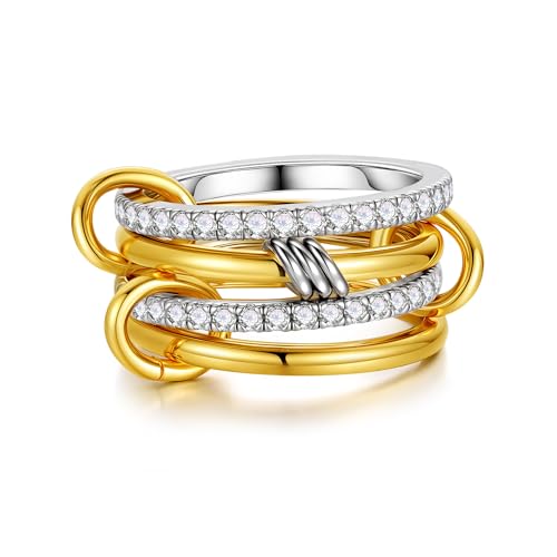TINGN Gold Ringe für Damen 14k Vergoldete Wasserfest Stapelbarringe Goldene Stapelbar Ringe Set Statement Daumenring Fingerring Hypoallergene für Frauen Herren von TINGN