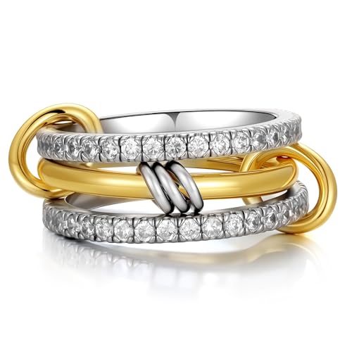 TINGN Stapelbar Ringe Damen 14k Vergoldete Wasserfest Goldene Ringe Set Statement Daumenring Fingerring Hypoallergene für Frauen Herren von TINGN