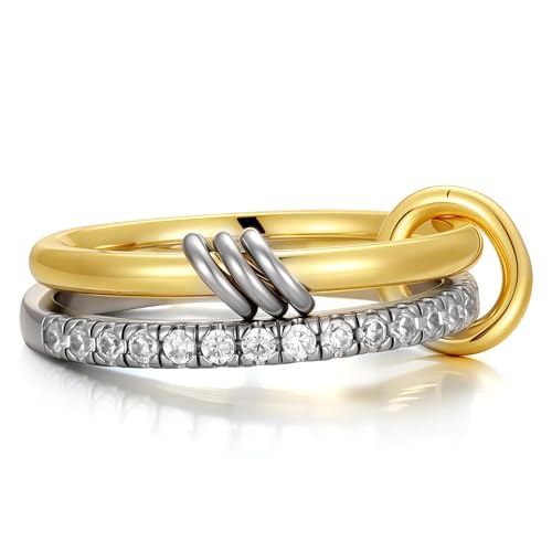 TINGN Stapelbar Ringe Damen 14k Vergoldete Wasserfest Goldene Ringe Set Statement Daumenring Fingerring Hypoallergene für Frauen Herren von TINGN