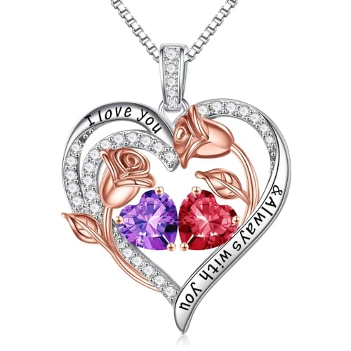 TINGN Valentinstag Geburtstag Geschenk für Sie Frauen - Februar Amethyst Juli Rubin Geburtsstein Halskette Damen Silber 925 Kette Schmuck Jahrestag Geburtstag Geschenke für Sie Mutter Ehefrau TINGN Valentinstag Geburtstag Geschenk für Sie Frauen - Februar Amethyst Juli Rubin Geburtsstein Halskette Damen Silber 925 Kette Schmuck Jahrestag Geburtstag Geschenke für Sie Mutter Ehefrau von TINGN