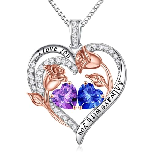 TINGN Valentinstag Geburtstag Geschenk für Sie Frauen - Februar Amethyst September Saphir Geburtsstein Halskette Damen Silber 925 Kette Schmuck Jahrestag Geburtstag Geschenke für Sie Mutter Ehefrau von TINGN