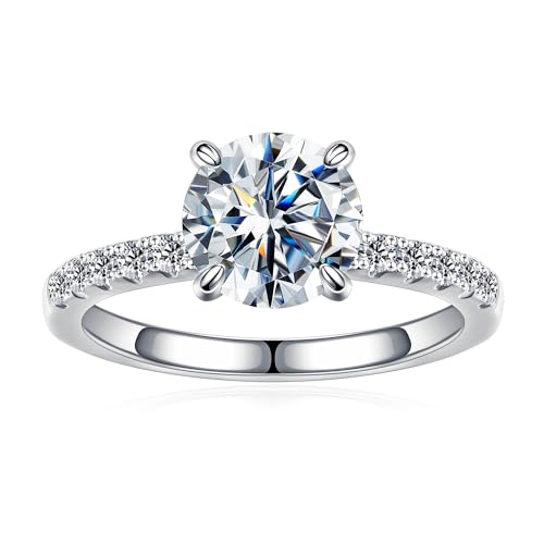 TINGN Verlobungsring Damen - Solitär Moissainte Ring Silber 925 Damen Eheringe Silber Promise Ring Moissainte Ringe Frauen Moissanit Promise Rings Verlobungsring Geschenk für Sie Frauen Gattin von TINGN
