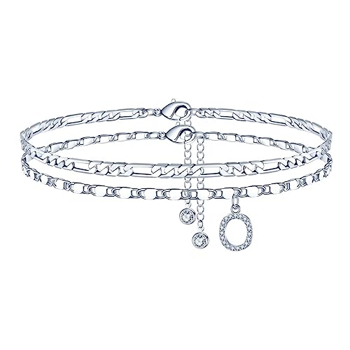 TINGN Fussketten für Frauen Silber, Silber CZ Buchstabe O Fussketten für Damen Fußkettchen Verstellbar Doppelte Fußketten Stabil Figarokette Fußkette Frau Mädchen Tochter Freundin Kinder Geschenk TINGN Fussketten für Frauen Silber, Silber CZ Buchstabe O Fussketten für Damen Fußkettchen Verstellbar Doppelte Fußketten Stabil Figarokette Fußkette Frau Mädchen Tochter Freundin Kinder Geschenk von TINGN