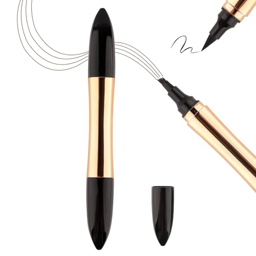 TINGTING 4-Zinken Augenbrauenstift – 2-in-1 Multifunktionsstift für kreative Looks, 3D Microblading-Effekt, wasserfest (Orange-Braun) von TINGTING