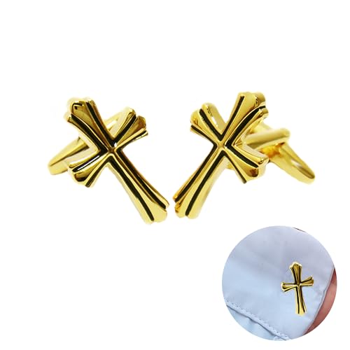 TINGWEN Manschettenknöpfe Herren Klassische Metalle-Manchettenknoepfe Modische Retro-Kreuz-Manschettenknöpfe Männer Hemden Cufflinks für Herren&Damen Business Hochzeit Party Eleganter Stil Ostern von TINGWEN