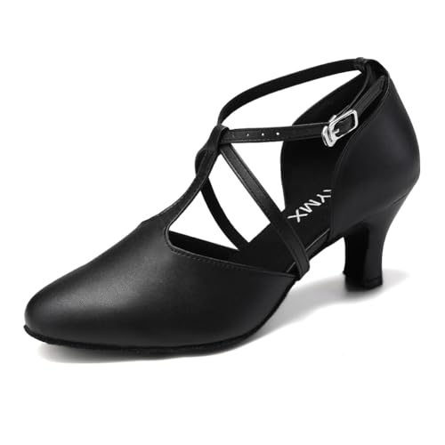TINRYMX Damen Latin Tanzschuhe Geschlossen Zehen Bequem Salsa Tango Ballsaal Tanzschuhe,43 EU von TINRYMX